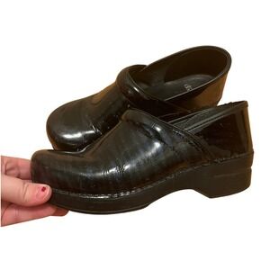 Dansko Clogs Black Patent Leather Sparkle Comfort Slip On Shoes 40/10